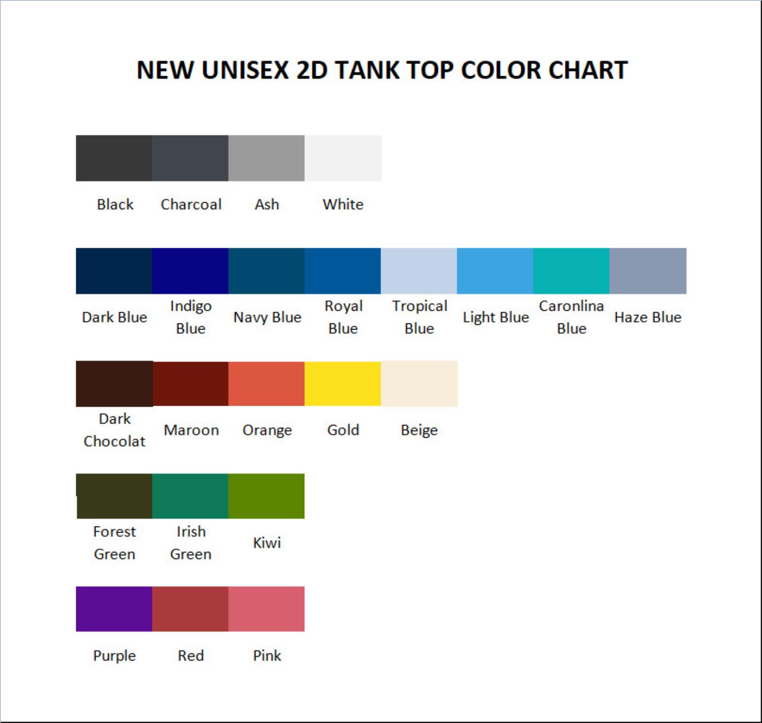 tank top color chart - Tokyo Mew Mew Store
