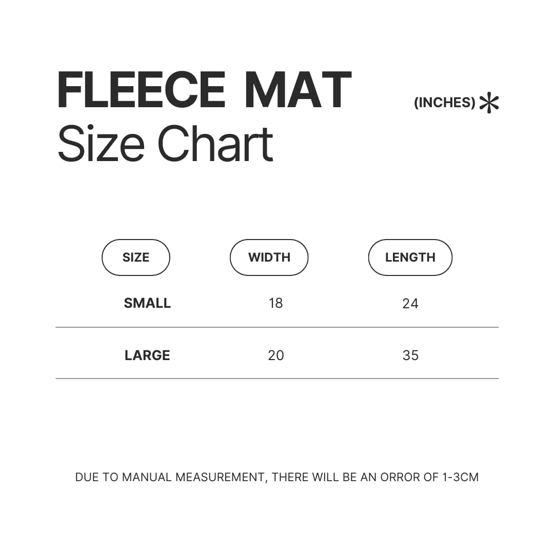 Fleece Mat Size Chart - Tokyo Mew Mew Store